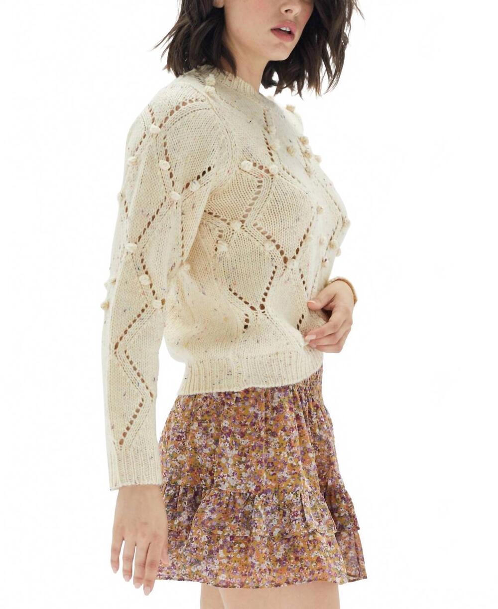 NEW MINKPINK open-knit ball-detail sweater in ivory